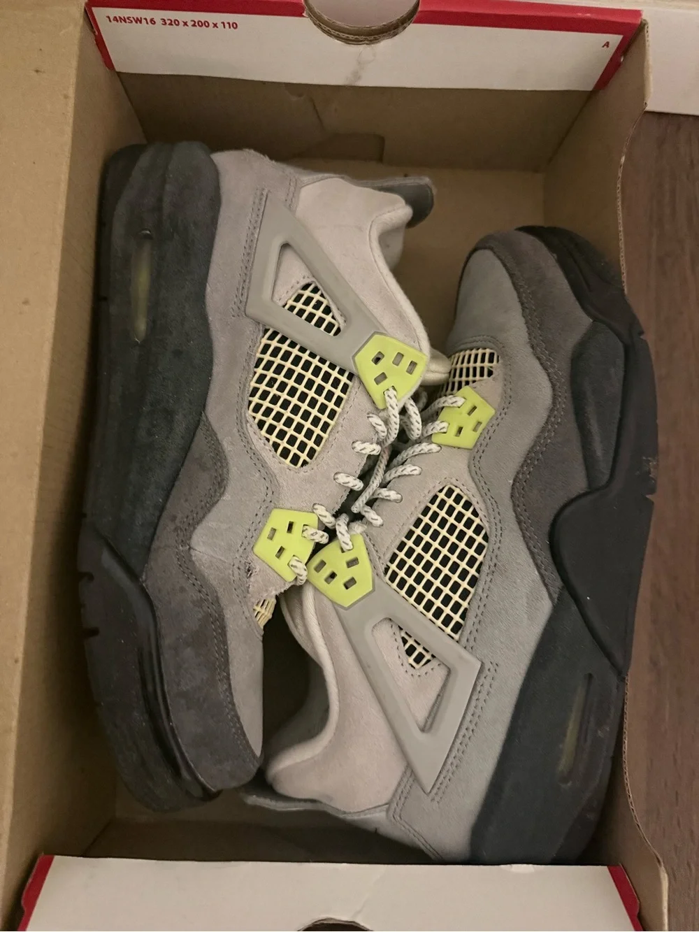 Jordan Kids Gray Suede Sneakers with Neon Yellow Accents